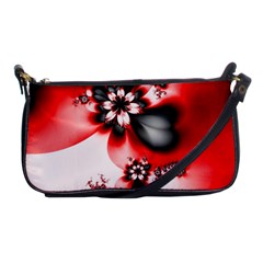 Abstract Red Black Floral Print Shoulder Clutch Bag by SpinnyChairDesigns