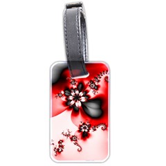 Abstract Red Black Floral Print Luggage Tag (two Sides) by SpinnyChairDesigns