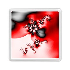 Abstract Red Black Floral Print Memory Card Reader (square) by SpinnyChairDesigns