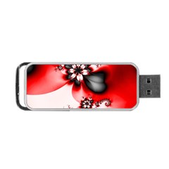 Abstract Red Black Floral Print Portable Usb Flash (two Sides) by SpinnyChairDesigns