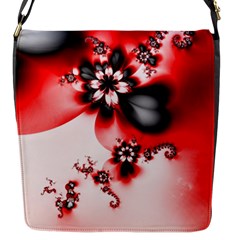 Abstract Red Black Floral Print Flap Closure Messenger Bag (s) by SpinnyChairDesigns