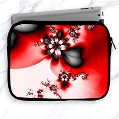 Abstract Red Black Floral Print Apple Ipad 2/3/4 Zipper Cases by SpinnyChairDesigns