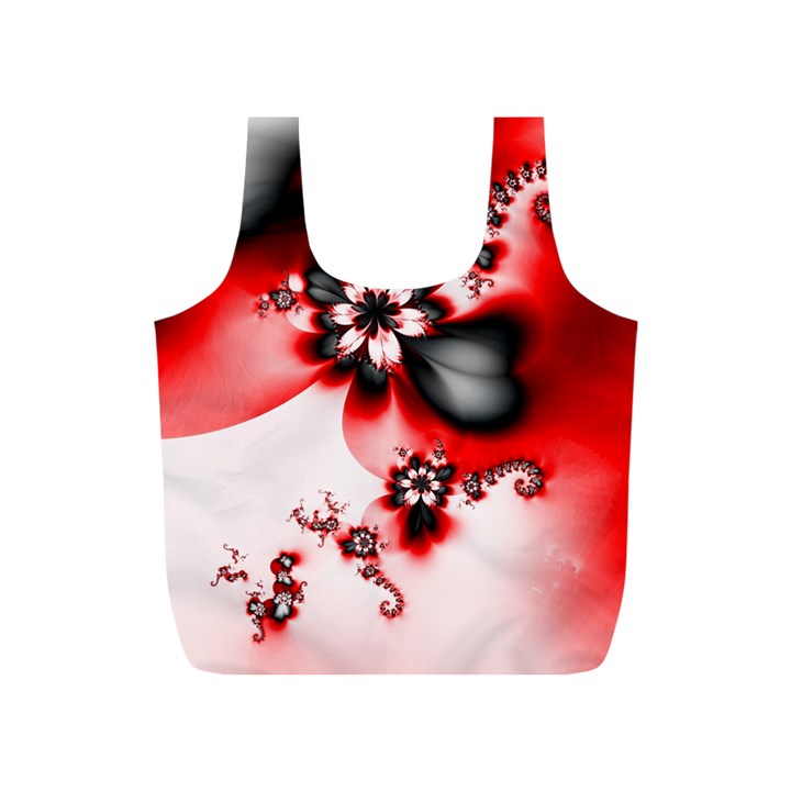 Abstract Red Black Floral Print Full Print Recycle Bag (S)