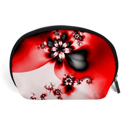 Abstract Red Black Floral Print Accessory Pouch (large) by SpinnyChairDesigns