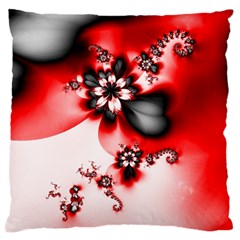 Abstract Red Black Floral Print Standard Flano Cushion Case (two Sides) by SpinnyChairDesigns