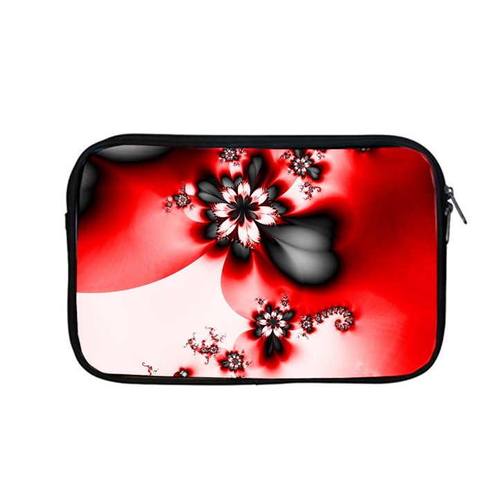 Abstract Red Black Floral Print Apple MacBook Pro 13  Zipper Case