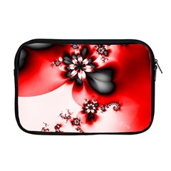 Abstract Red Black Floral Print Apple Macbook Pro 17  Zipper Case by SpinnyChairDesigns