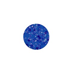 Cornflower Blue Floral Print 1  Mini Buttons by SpinnyChairDesigns