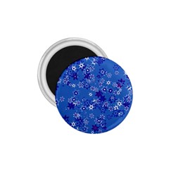 Cornflower Blue Floral Print 1 75  Magnets by SpinnyChairDesigns