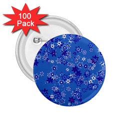 Cornflower Blue Floral Print 2 25  Buttons (100 Pack)  by SpinnyChairDesigns