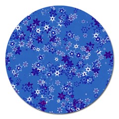 Cornflower Blue Floral Print Magnet 5  (round) by SpinnyChairDesigns