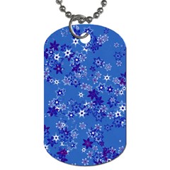 Cornflower Blue Floral Print Dog Tag (two Sides) by SpinnyChairDesigns