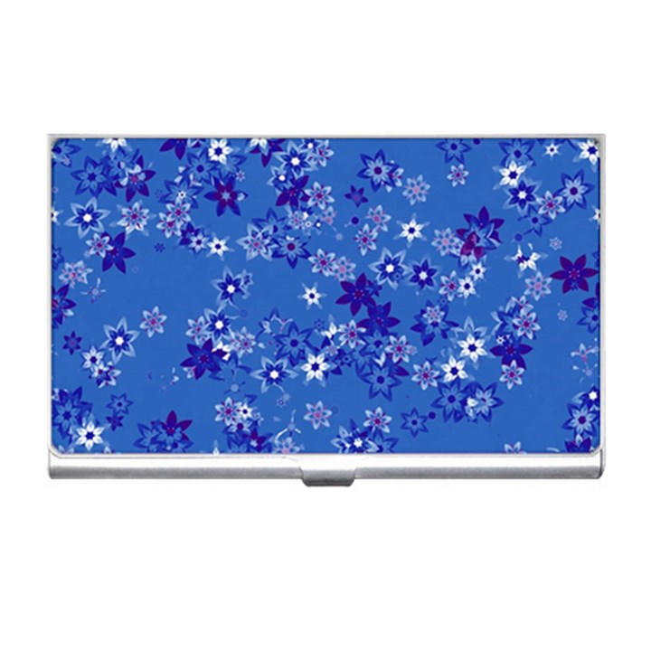 Cornflower Blue Floral Print Business Card Holder