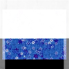 Cornflower Blue Floral Print Rectangular Jigsaw Puzzl by SpinnyChairDesigns