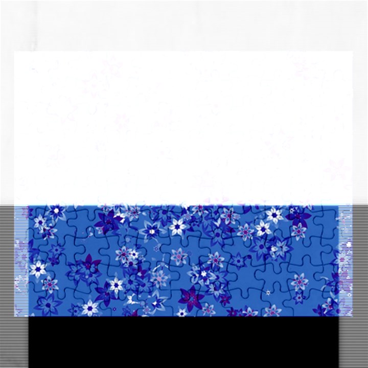 Cornflower Blue Floral Print Rectangular Jigsaw Puzzl