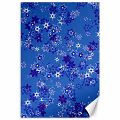 Cornflower Blue Floral Print Canvas 12  X 18  by SpinnyChairDesigns