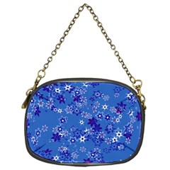 Cornflower Blue Floral Print Chain Purse (one Side) by SpinnyChairDesigns