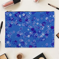 Cornflower Blue Floral Print Cosmetic Bag (xl) by SpinnyChairDesigns