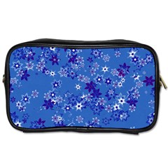 Cornflower Blue Floral Print Toiletries Bag (two Sides) by SpinnyChairDesigns