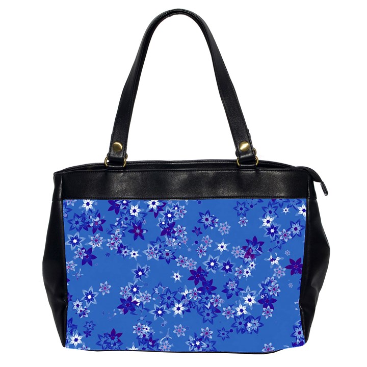 Cornflower Blue Floral Print Oversize Office Handbag (2 Sides)