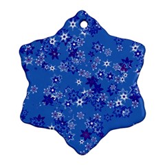 Cornflower Blue Floral Print Ornament (snowflake) by SpinnyChairDesigns