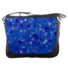 Cornflower Blue Floral Print Messenger Bag by SpinnyChairDesigns