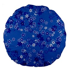 Cornflower Blue Floral Print Large 18  Premium Round Cushions by SpinnyChairDesigns