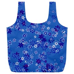 Cornflower Blue Floral Print Full Print Recycle Bag (xl) by SpinnyChairDesigns