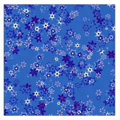 Cornflower Blue Floral Print Large Satin Scarf (square) by SpinnyChairDesigns