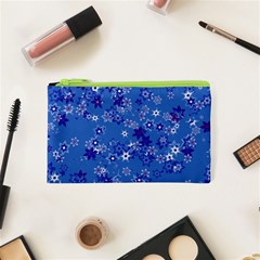 Cornflower Blue Floral Print Cosmetic Bag (xs) by SpinnyChairDesigns