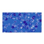 Cornflower Blue Floral Print Satin Wrap Front