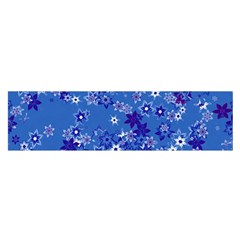 Cornflower Blue Floral Print Satin Scarf (oblong) by SpinnyChairDesigns