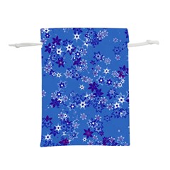 Cornflower Blue Floral Print Lightweight Drawstring Pouch (s) by SpinnyChairDesigns