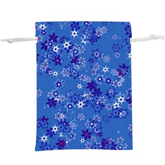 Cornflower Blue Floral Print  Lightweight Drawstring Pouch (xl) by SpinnyChairDesigns