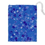 Cornflower Blue Floral Print Drawstring Pouch (4XL) Front