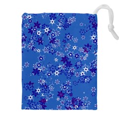 Cornflower Blue Floral Print Drawstring Pouch (5xl) by SpinnyChairDesigns