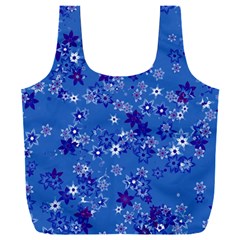 Cornflower Blue Floral Print Full Print Recycle Bag (xxl) by SpinnyChairDesigns