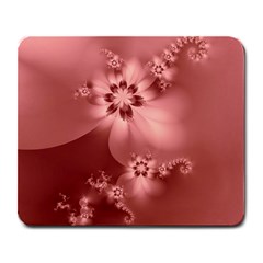 Coral Pink Floral Print Large Mousepads by SpinnyChairDesigns