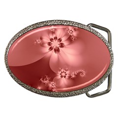 Coral Pink Floral Print Belt Buckles by SpinnyChairDesigns