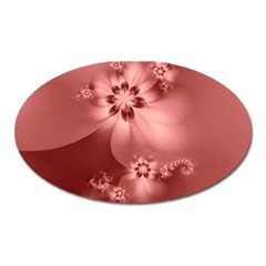 Coral Pink Floral Print Oval Magnet by SpinnyChairDesigns