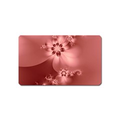 Coral Pink Floral Print Magnet (name Card) by SpinnyChairDesigns