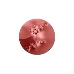 Coral Pink Floral Print Golf Ball Marker by SpinnyChairDesigns