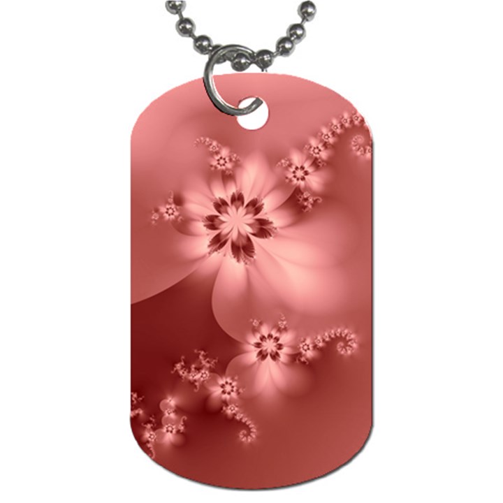 Coral Pink Floral Print Dog Tag (Two Sides)