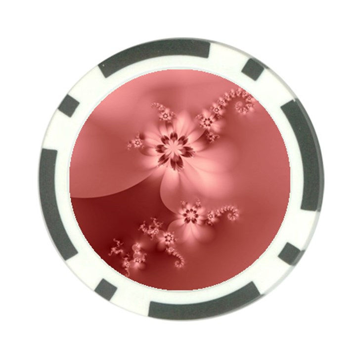 Coral Pink Floral Print Poker Chip Card Guard