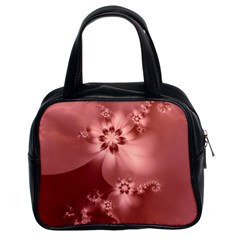 Coral Pink Floral Print Classic Handbag (two Sides) by SpinnyChairDesigns