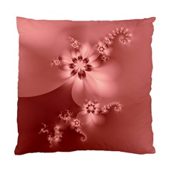 Coral Pink Floral Print Standard Cushion Case (one Side) by SpinnyChairDesigns