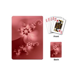 Coral Pink Floral Print Playing Cards Single Design (mini) by SpinnyChairDesigns