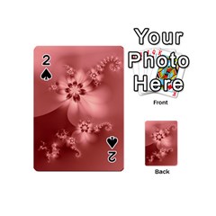 Coral Pink Floral Print Playing Cards 54 Designs (mini) by SpinnyChairDesigns