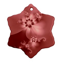 Coral Pink Floral Print Snowflake Ornament (two Sides) by SpinnyChairDesigns