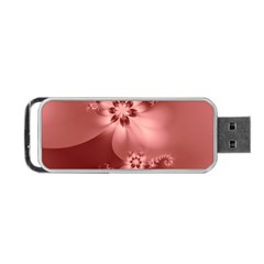 Coral Pink Floral Print Portable Usb Flash (one Side) by SpinnyChairDesigns